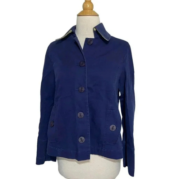 L.L. Bean S classic nautical blue stretch‎ cotton jacket - Picture 1 of 6